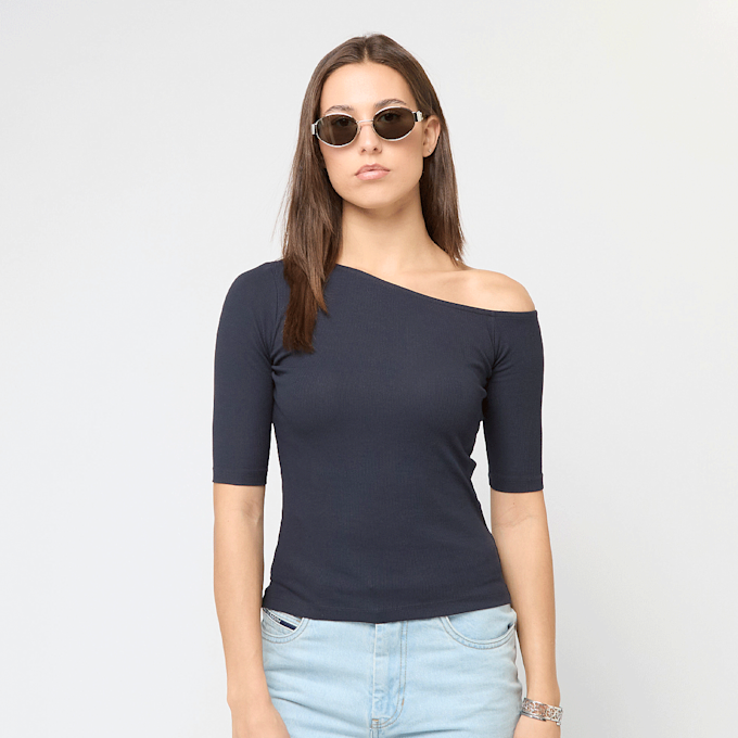 Urban Classics Ladies Organic Asymmetric Rib Tee blau 92773 1