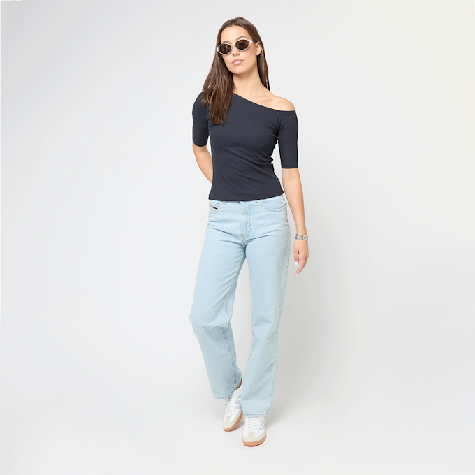 Urban Classics Ladies Organic Asymmetric Rib Tee bleu 92773 3