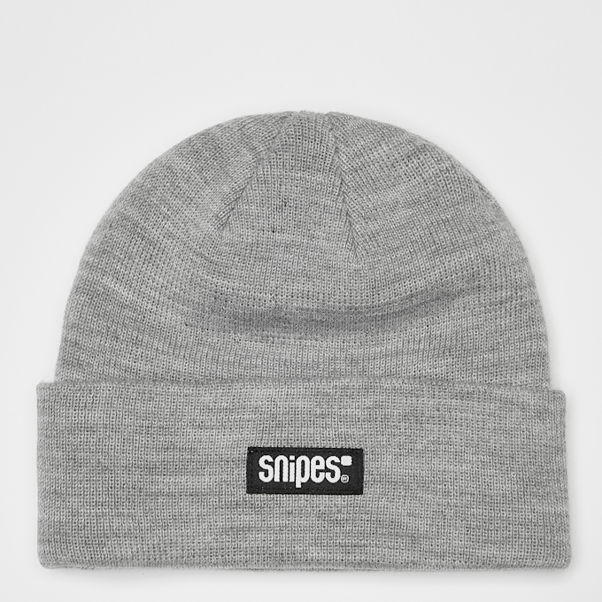 SNIPES Woven Label Basic Logo Beanie siva 93133 1