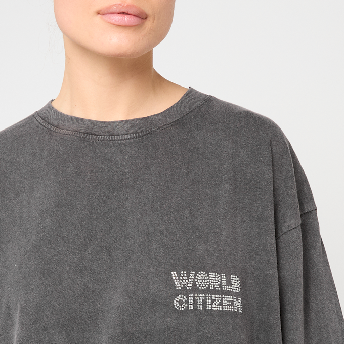 Felicious Vinatge Oversize T-Shirt Rhinestones gris 93139 3