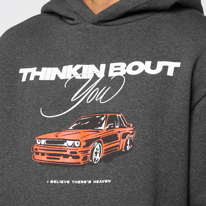 Mister Tee Thinking Bout You Car Print Fluffy Hoody siva 93449 3