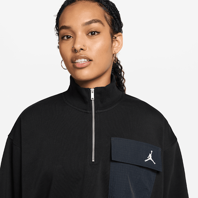 Jordan Brooklyn Fleece French Terry Quarter Zip Hike Mike preto 94597 3