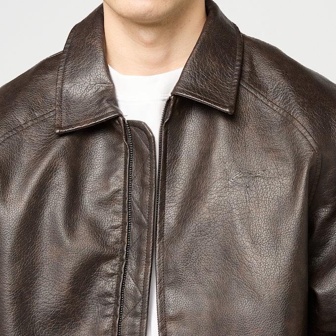 Karl Kani Signature Pu Leather Bomber Jacket Marron 96136 3