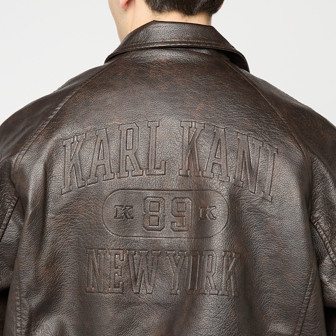 Karl Kani Signature Pu Leather Bomber Jacket Marron 96136 5