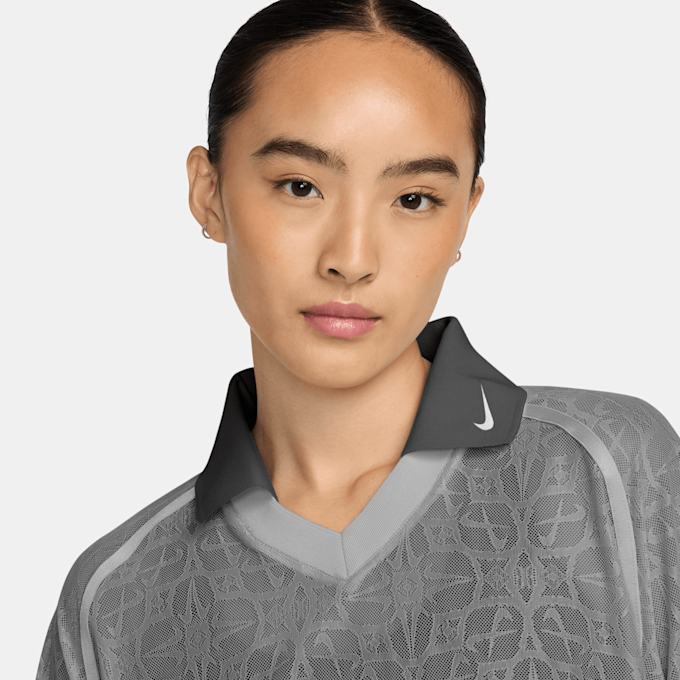 Nike Sportswear Loose Lace Polo Jersey Top grau 97978 3