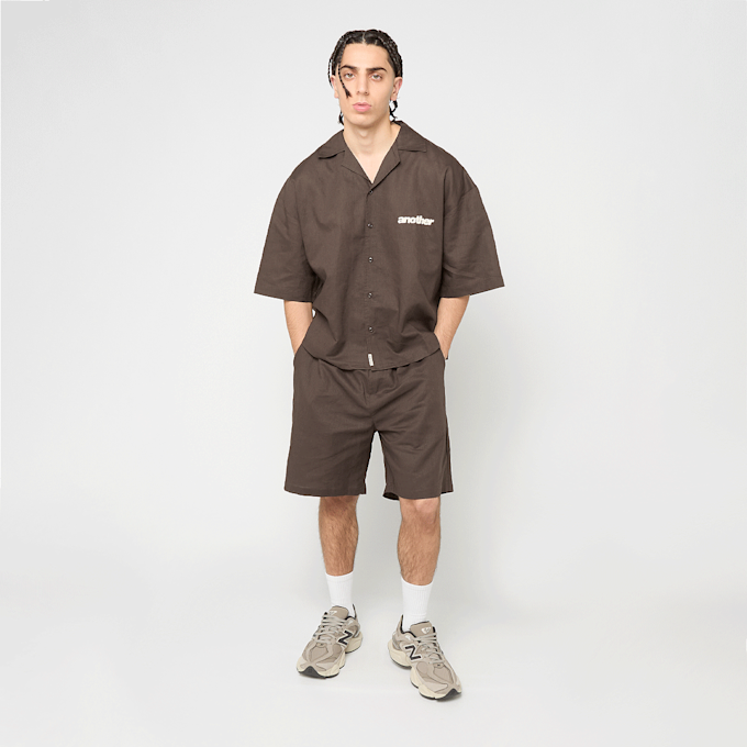 Another Cotton Lab Another Linen Short Sleeve Shirt bruin 98865 6