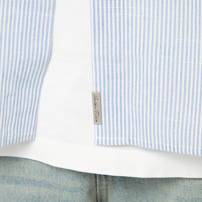 Another Cotton Lab The Short Sleeve Shirt bleu 98868 4