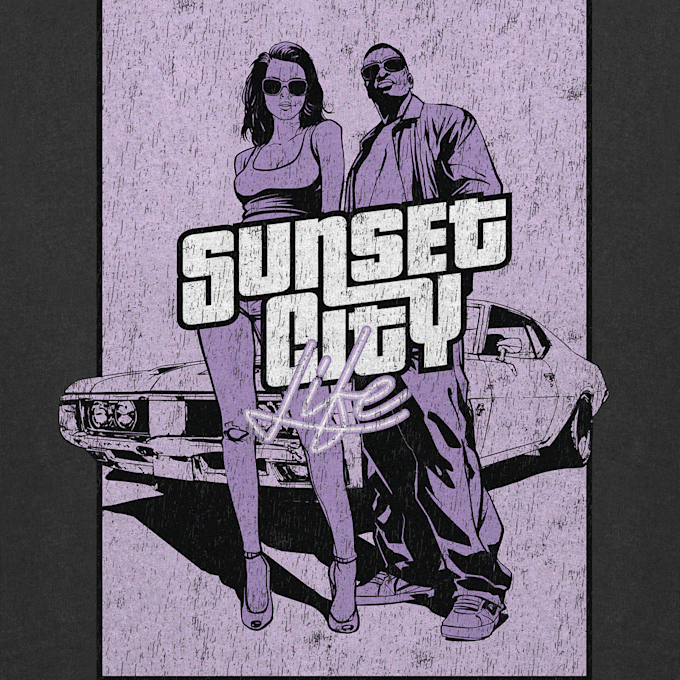 Mister Tee Sunset City Vintage Oversize Tee zwart 99795 3