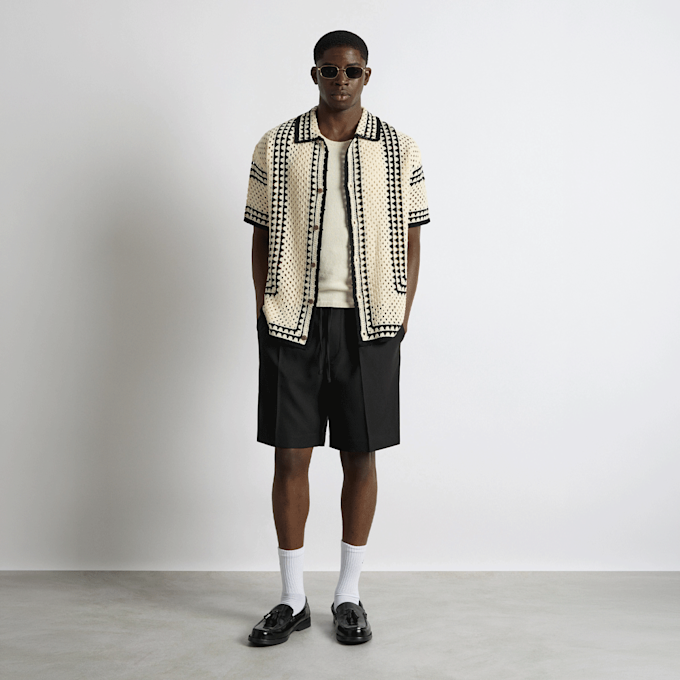 Burocs Crochet Bicolor Shirt beige 100201 3