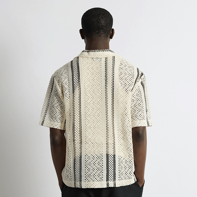 Burocs Crochet Striped Shirt beż 100202 2