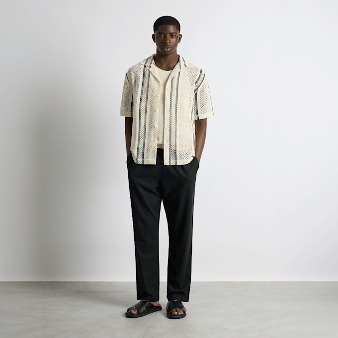 Burocs Crochet Striped Shirt beż 100202 3