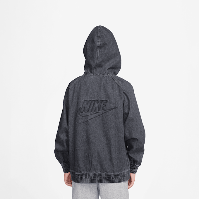 Nike   Sportswear Collection Full-Zip Hooded Denim Jacket gris 101310 2