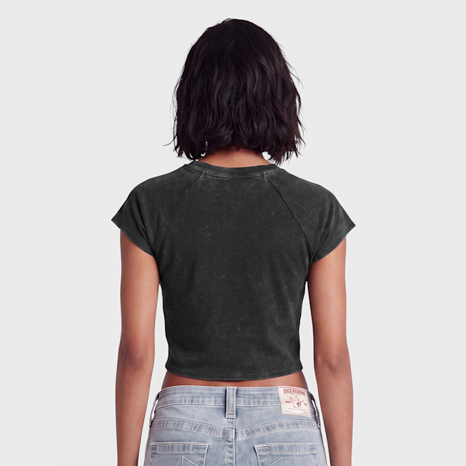 True Religion Embroidered Washed Rib Baby Tee Grau 102375 2