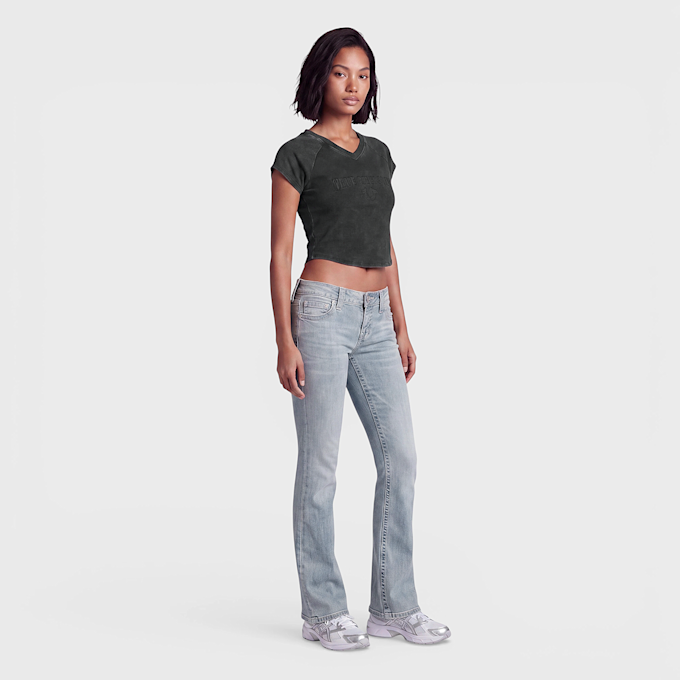 True Religion Embroidered Washed Rib Baby Tee Grau 102375 4