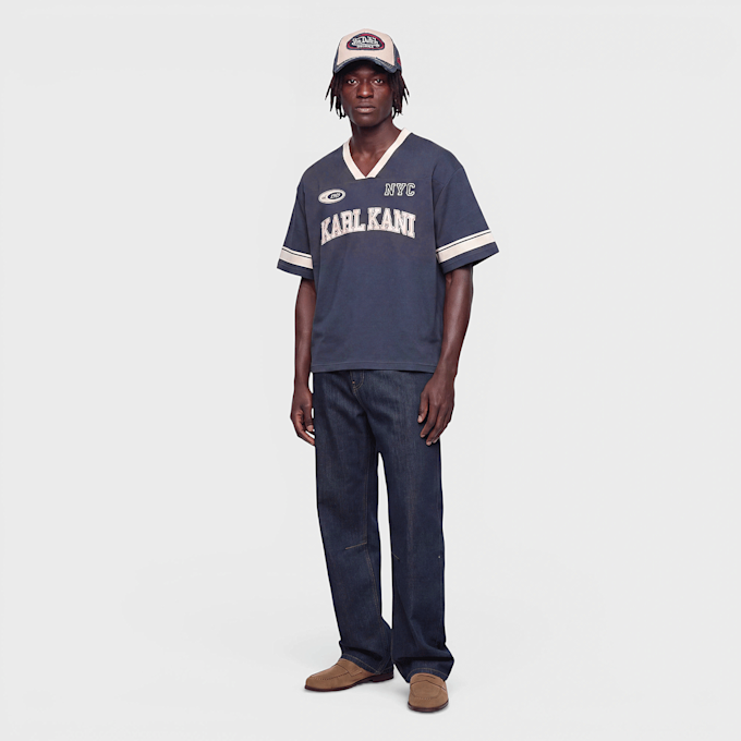 Karl Kani College V-Neck Boxy T-Shirt blau 103059 4