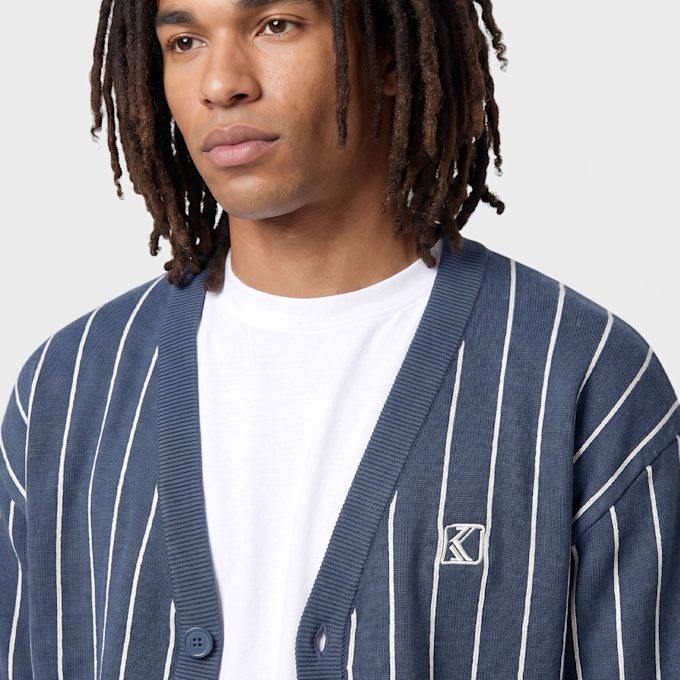 Karl Kani OG Pinstripe Jacquard Cropped Cardigan Blau 103061 3