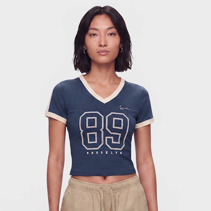 Karl Kani Signature 89 College Tiny V-Neck T-Shirt Bleu 103106 1