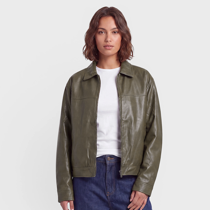 Karl Kani OG Pu Leather Boxy Jacket Vert 103083 1