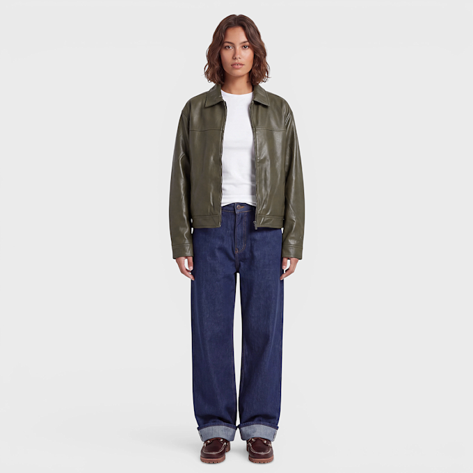 Karl Kani OG Pu Leather Boxy Jacket Vert 103083 4