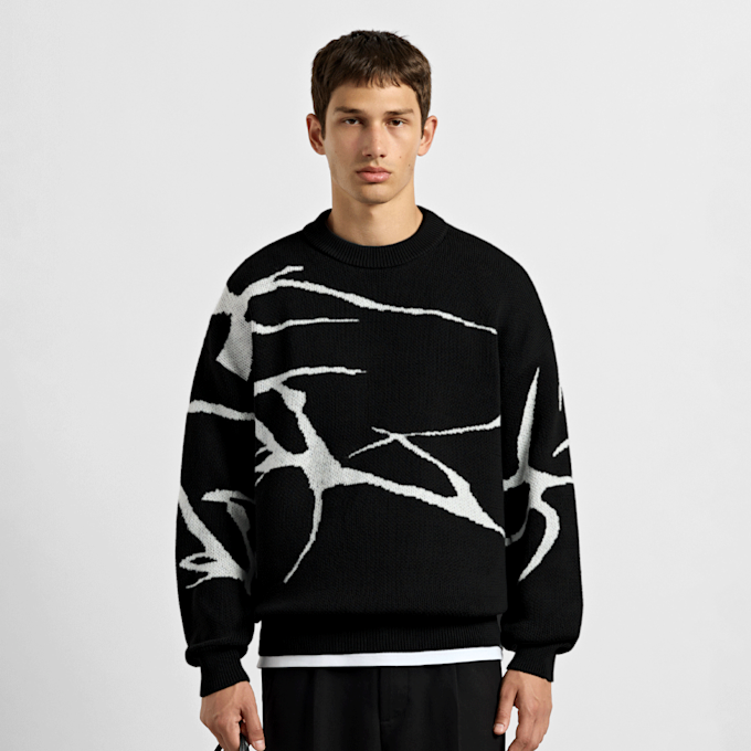 Burocs Jacquard Knit Sweater noir 103215 1