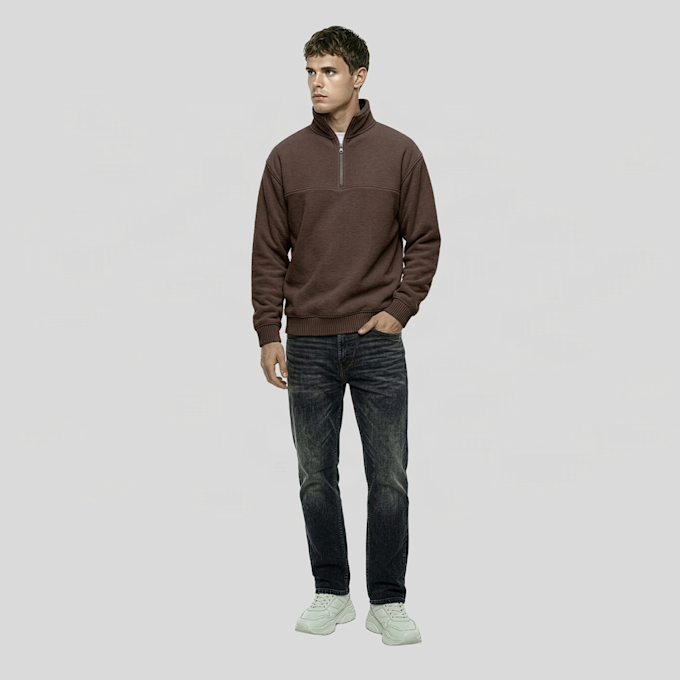 Urban Classics Basic Polar Fleece Troyer brun 103351 3