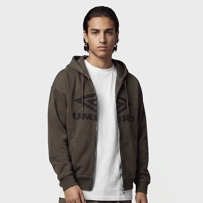 Umbro Washed Zip Through Hoodie Braun 103748 1
