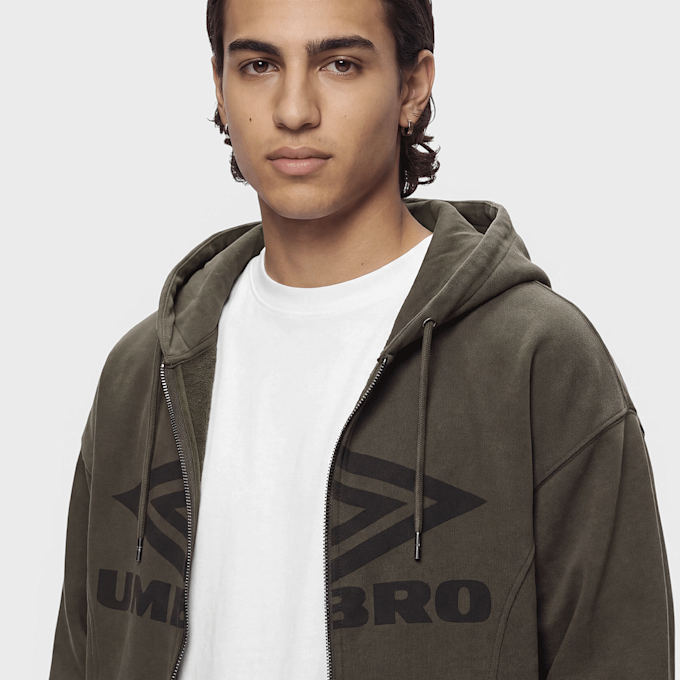 Umbro Washed Zip Through Hoodie Braun 103748 3