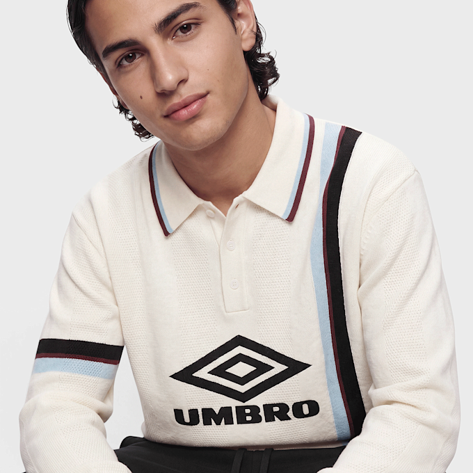 Umbro Longsleeve Knitted Football Polo Beige 103735 3