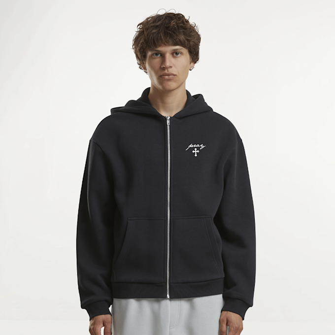 Mister Tee Beyond The Prayer Fluffy Zip Hoody nero 104342 2
