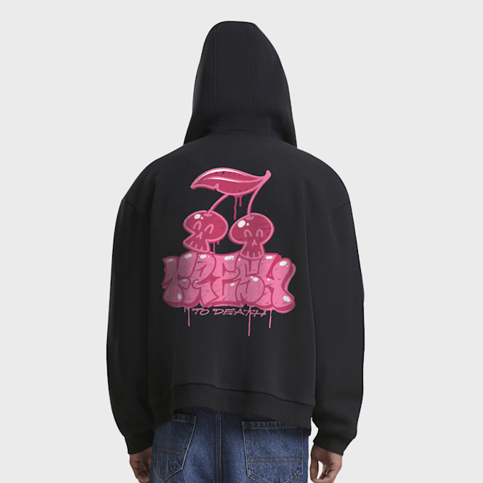Mister Tee Fresh to Death Cherries Fluffy Zip Hoody zwart 104339 1