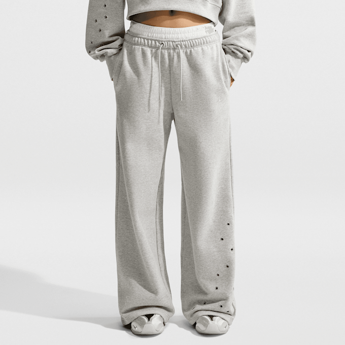 Nike Studio Fleece Medium Weight Mid-Rise Wide-Leg Pants Gris 105390 1