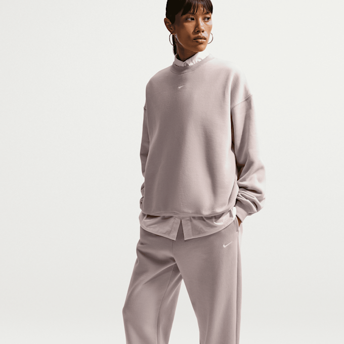 Nike Studio Fleece Mid Weight High Rise Oversized Cuff Pant Beige 105396 5