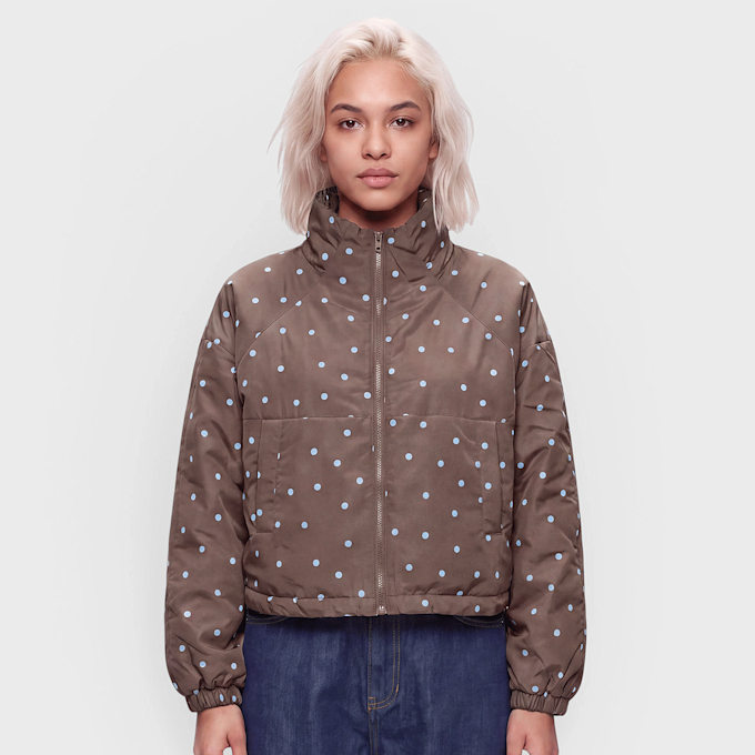 Decibel Polka Dot Funnel Neck Jacket brun 107026 1