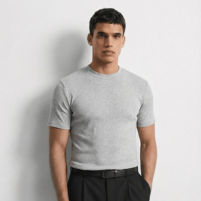 Burocs Slim Rib T-Shirt gris 107090 1