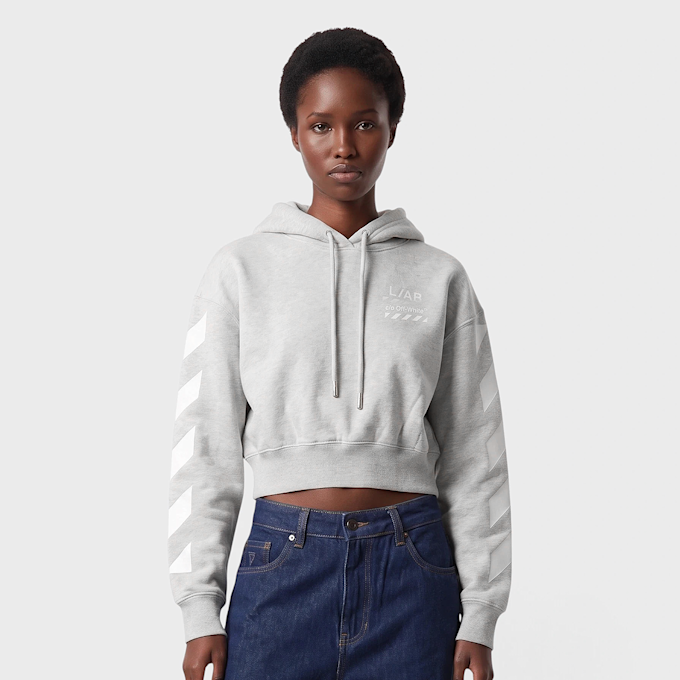 Off-White crop hoodie med grey heather Gris 110097 1