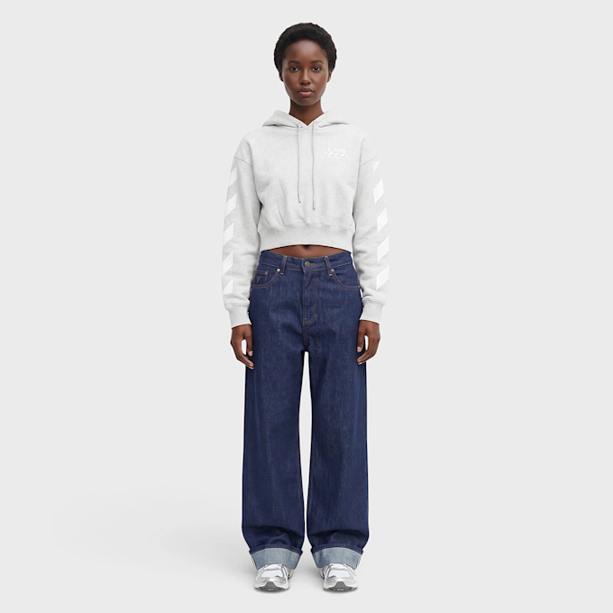 Off-White crop hoodie med grey heather Gris 110097 5