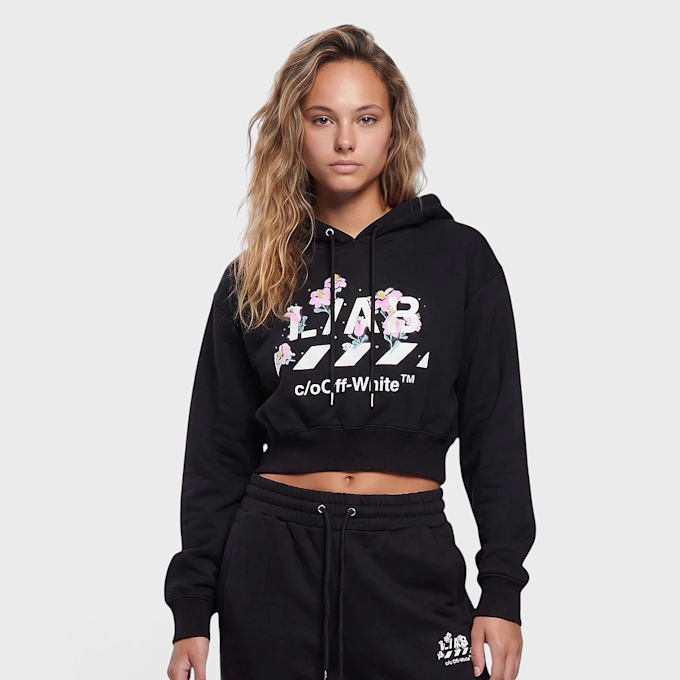 Off-White Crop Hoodie Schwarz 110101 1