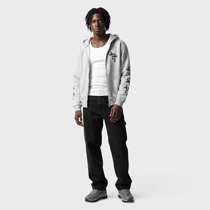 Mister Tee Many Crosses Fluffy Zip Hoody Grau 140084 4