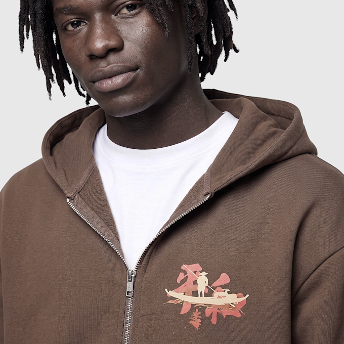 Mister Tee True Warrior Fluffy Zip Hoody Marron 140074 3