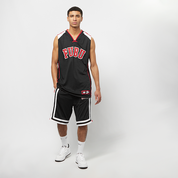 FUBU College Mesh Shorts black/red/white Schwarz 833 4