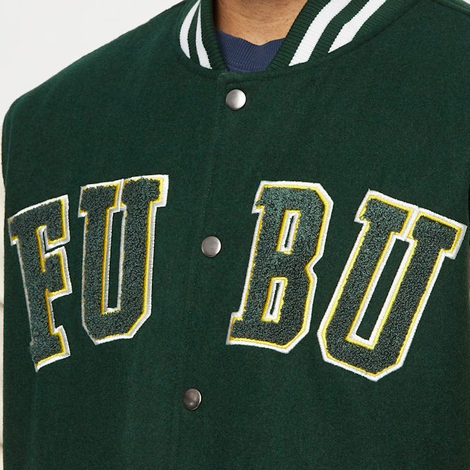 FUBU Fake Leather Wool Blend College Jacket schwarz 908 3