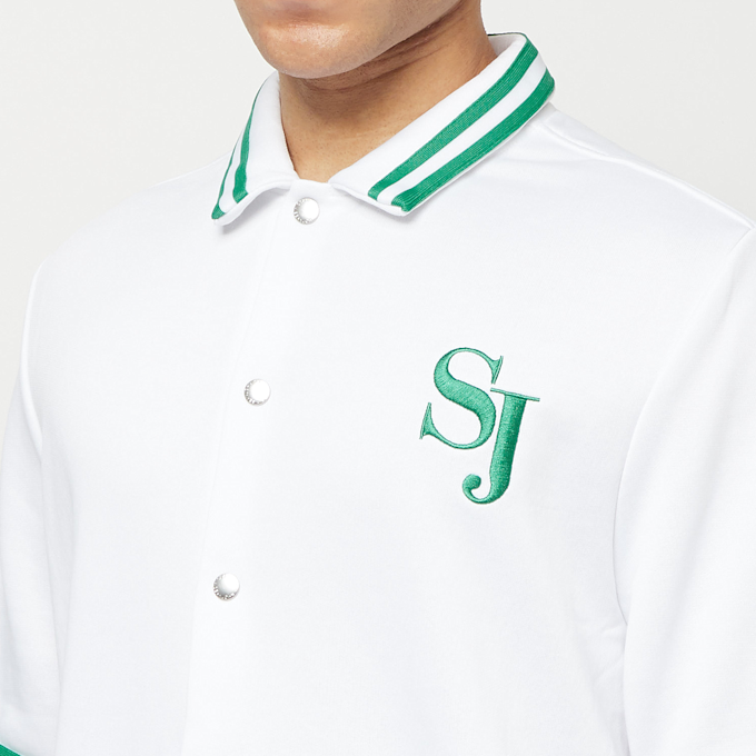 Sean John SJ Monogram Logo Short Sleeve Terry Overshirt white/green Weiß 3899 3