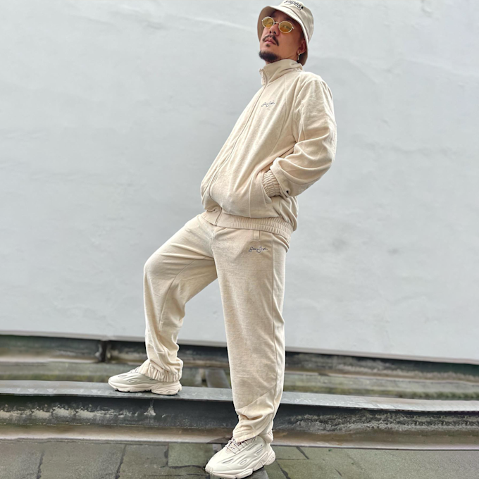 Sean John SJ Script Logo Essential Velours Trackpants sand beige 5418 6