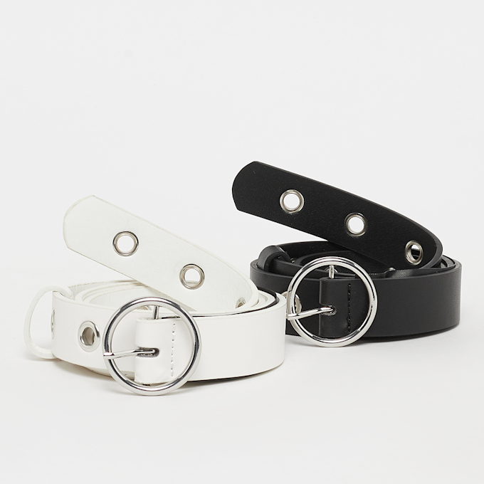 Urban Classics Synthetic Leather Eyelet Belt 2-Pack black/white multicolor 5972 1