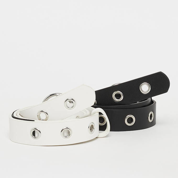Urban Classics Synthetic Leather Eyelet Belt 2-Pack black/white multicolor 5972 2