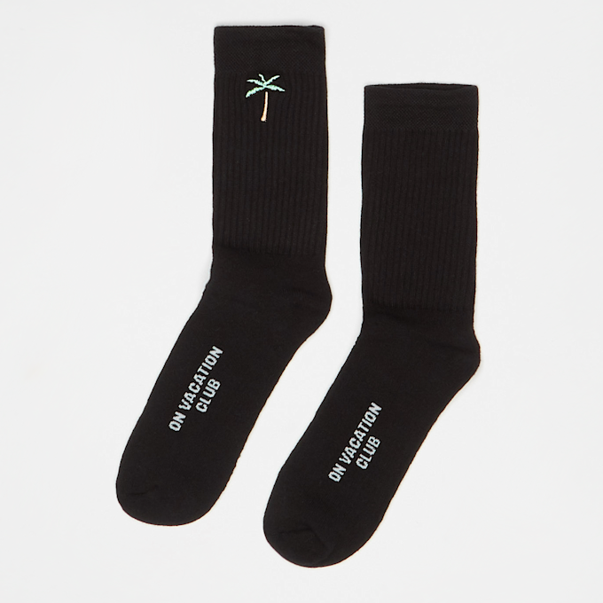 On Vacation Retro Palms Embroidery Tennis Socks - black schwarz 8818 1