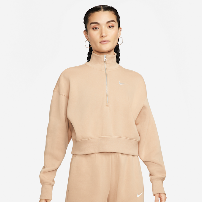Nike Sportswear Phoenix Fleece Women's Oversized 1/2-Zip Crop Sweatshirt beige 16114 1