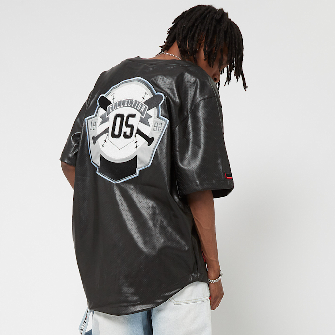 FUBU College Leather Baseball Jersey schwarz 18109 2