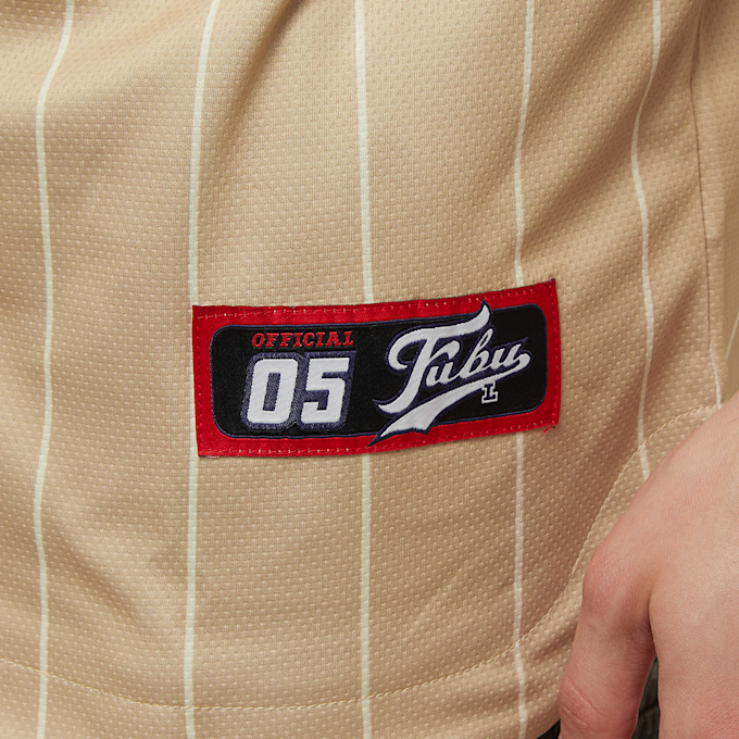 FUBU Varsity Multicolor Pinstripe Baseballjersey beż 18552 6