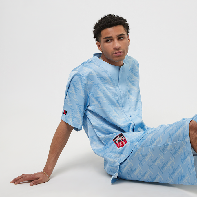 FUBU Retro All Over Print Baseball Jersey Blau 18627 1